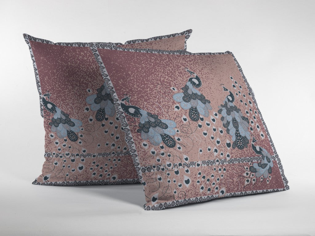 20” Dusty Pink Boho Bird Suede Throw Pillow