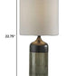 23" Black Glass Bedside Table Lamp With White Shade