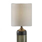 23" Black Glass Bedside Table Lamp With White Shade